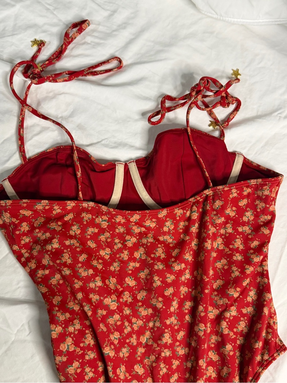 Pacsun Red Floral One-Piece Swimsuit - Picture 4 of 5
